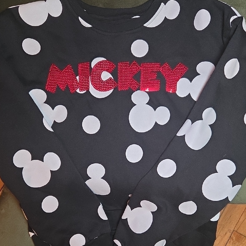 Disney Black Sweatshirt with Red Sequins Accents